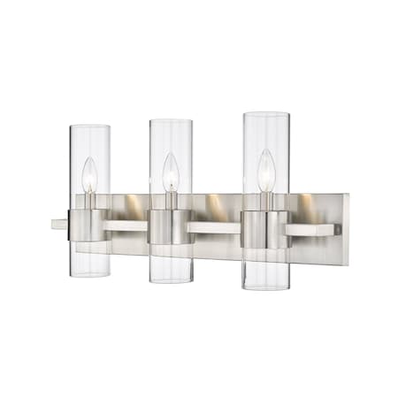 Z-Lite Lawson 3 Light Vanity, Brushed Nickel & Clear 343-3V-BN